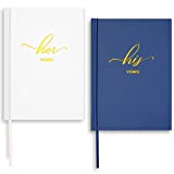 Sherr 2 Pieces Wedding Vow Books His and Her Vow Books with Gold Texture Wedding Keepsake Vow Books for Newlyweds Couple Wedding Present Engagement Bridal Shower, 5.5 x 3.9 Inch, White and Navy-Blue