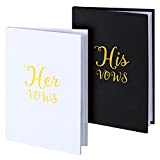 Outus 2 Pieces Wedding Vow Books His and Her Vow Book Keepsakes Wedding Day Officiant Books Lined Vow Renewal Booklet Journal for Wedding Bridal Shower, 5.5 x 3.9 Inch, 40 Pages (White, Black)