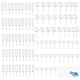 Kare & Kind 100 Pcs (4ml) Liquid Dropper Pasteur Pipettes - Clear Translucent Infuser- 50x Rectangular, 25x Heart and 25x Round-Shaped - for Cakes, Cupcakes, Strawberry, Chocolates - Easy Squeeze