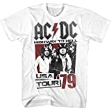 American Classics ACDC Highway to Hell USA Tour 1979 White Front/Back Adult T-Shirt Tee