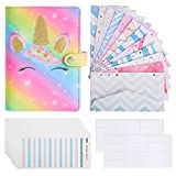 Fancy Daisy Budget Binder PU Leather Notebook Binder Budget Planner Unicorn 6 Ring Binder with Budget Envelopes A6 Money Binder Organizer for Cash, with Stickers and Budget Sheets