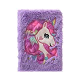 ZGMYC Kids Colorful Plush Diary Journal Glitter Unicorn Notebook Writing Planner for School Office Supplies, 160 Pages