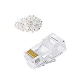 Cat6 RJ45 Ends, CableCreation 100-PACK Cat6 Connector, Cat6 / Cat5e RJ45 Connector, Ethernet Cable Crimp Connectors UTP Network Plug for Solid Wire and Standard Cable, Transparent