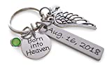 Custom Born into Heaven Baby Charm Keychain, Infant Loss Gift, Miscarriage Stillborn, Memorial Keychain