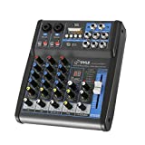 Pyle Professional Audio Mixer Sound Board Console System Interface 4 Channel Digital USB Bluetooth MP3 Computer Input 48V Phantom Power Stereo DJ Studio Streaming FX 16-Bit DSP processor-PMXU43BT