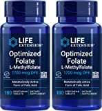 Life Extension Optimized Folate, 180 Veg Tablets (Pack of 2) L-Methylfolate 5-MTHF (Label is in the process of changing. The formula is the same, but the updated label shows Folate’s bio-availability)