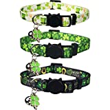 Lamphyface 3 Pack St. Patrick's Day Cat Collar with Bell Breakaway Adjustable
