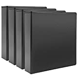 Amazon Basics Heavy-Duty 3 Ring Binder, Customizable View Binder with 2 Inch D-Ring, Black, 4-Pack