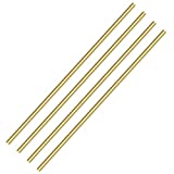 PGCOKO 4Pcs Solid Round Brass Rod Lathe Bar Stock Kit for DIY Craft Tool, 1/4 inch in Diameter 11.8 inch in Length