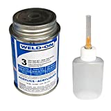 IPS Weld-On 3 Acrylic Plastic Cement with Weld-On Applicator Bottle with Needle, 4 oz Can, Clear