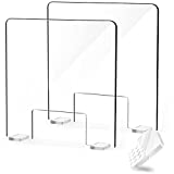 2 Pack Sneeze Guard for Counter and Desk, 24”x24” Plexiglass Clear Shield Freestanding Acrylic Shield for Business & School with Pass-Through Transaction Window