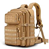 HUNTSEN Military Tactical Backpack Large 3 Day Assault Pack Army Molle Bag Khaki