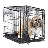 New World 24" Folding Metal Dog Crate, Includes Leak-Proof Plastic Tray; Dog Crate Measures 24L x 18W x 19H Inches, For Small Dog Breed