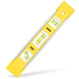 DOWELL 9 Inch Magnetic Box Level Torpedo Level,3 Different Bubbles/45°/90°/180°Measuring Shock Resistant Torpedo Level