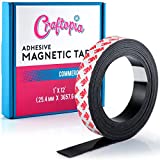 Craftopia Self Adhesive Magnet Strip Cuttable Roll, 1 inch x 12 feet Sticky Back Magnetic Tape roll, Strong Flexible Easy to Cut Peel and Stick Magnetic, 50 mil Thick for Crafts Gifts Office Home