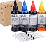 Refill Ink kit 4x100ml for Canon 250 251 270 271 280 281 225 226 1200 2200 PG210 CL211 PG245 CL246 Refillable Ink Cartridge with 4 Syringes ( BK, C, M, Y)