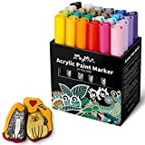 MayMoi Acrylic Paint Markers Pens for Rock Painting, Stone, Ceramic, Glass, Wood, Fabric, Canvas - Premium Waterproof, Quick-dry & Medium Tip Paint Pens (24 Colors)