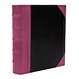 Executive Binder, English Leather 2 Tone with Stitching and Ribbed Spine, Heavy Duty 1.1/2" Inch 3 D-Ring with Buster, Holds 350 8.5"x 11" Sheets (Merlot)