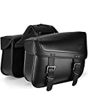 kemimoto Motorcycle Saddlebags, 30L Large Capacity Saddle Bags Motorcycles, PU Leather Motorcycle Luggage Bag for Sportster Softail Dyna V-star Shadow, Universal Motorcycle Accessories, Black