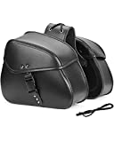 kemimoto Saddle Bags Motorcycles, 24L Large Capacity Motorcycle Saddlebags, PU Leather Motorcycle Luggage Bag for Sportster Softail Dyna V-star Shadow, Universal Motorcycle Accessories, Black