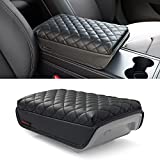KMMOTORS Model 3, Model y Console Cover, Armrest Cushion, Accessories, Gadgets, Vegan Leather, Console Lid Protector (Black)