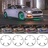 LEDGlow 4pc 15.5" Million Color LED Wheel Ring Accent Lighting Kit- Fits Wheels with 15" Brakes - Heavy-Duty & Versatile Design - Waterproof Light Strip - Includes Control Box & Wireless Remote