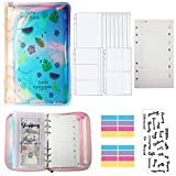 A6 Budget Binder Budget Planner, with 11PCS Binder Pockets,1 Flamingo Gel Pen, 50 Weekly Budgeting Sheets, 5 Binder Dividers, 16 Labels and 29 Categories Letter Sticker Label