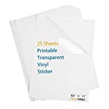 WeLiu Printable Transparent Sticker Paper, Premium Clear Sticker Paper 8.5" x 11" (25 Sheets) - Clear Full Sheet Labels for Inkjet Printers