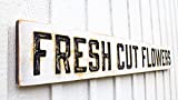 Large Fresh Cut Flowers Sign Horizontal 60 X 8 - Carved in Wood Americana Signs