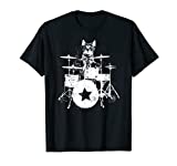 Punk Rockstar Kitten Kitty Cat Drummer Playing Drums Graphic T-Shirt