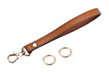 SeptCity Wristlet KeyChain Cellphone Leather Hand Strap with Golden Lock(Brown)