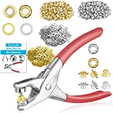 802Pcs Grommet Eyelet Pliers Kit, 1/4 Inch 6mm Grommet Tool Kit with 800 Metal Eyelets with Washers in Gold and Silver, Eyelet Grommets, Portable Grommet Hand Press kit for Leather/Belt/Shoes/Cloths