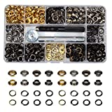 400 Sets 4 Color Brass Grommet Eyelets Kit Tool 6mm 1/4" Inside Diameter with Setting Tool Canvas Clothes Leather Self Backing Tool