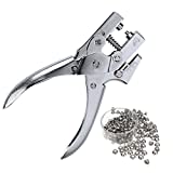 QLOUNI 3/16" Eyelet Hole Punch Pliers with 100 Eyelets Kit for Leather Fabric Belt Clothes Decorative Repair, Silvery