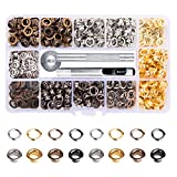 Metal Grommets Kit 3/16 inch Meikeer 400Pcs Metal Eyelets Kits Shoe Eyelets Grommet Sets for Shoes Clothes Crafts Bag DIY Project with Storage Box (4 Colors)