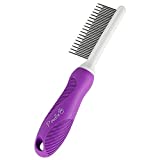 Detangling Pet Comb with Long & Short Stainless Steel Teeth for Removing Matted Fur, Knots & Tangles  Detangler Tool Accessories for Safe & Gentle DIY Dog & Cat Grooming (Grooming Comb)