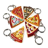 U. S. Toy Pizza Keychains for Kids, Assorted Styles and Colors Backpack Key Chains Styles, Organize Fun Keys on Keyholder, Lot of 12, Party Favors and Toys for Kids 3-5