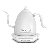 Brewista Artisan Electric Gooseneck Kettle, 1 Liter, For Pour Over Coffee, Brewing Tea, LCD Panel, Precise Digital Temperature Selection, Flash Boil and Keep Warm Settings, All White