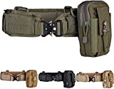 Tactical Battle Belt,tactical belt with molle war belt with Mesh and Lining Thickening EVA for Shooting War Game Paintball Hunting(Green, M)