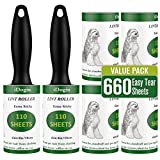 iDogin Lint Rollers for Pet Hair Extra Sticky, [ 660 Sheets/6 Refills ] Lint Remover with 2 Upgrade Handles, Mega Value Lint Roller Brush Set for Clothes,Furniture,Hair Removal