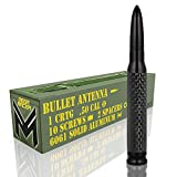 Mega Racer 50 Cal Bullet Style Antenna - 5.5" AM/FM Radio Antenna Solid 6061 Aluminum with Copper Coil, Universal Fit Car Wash Safe (Black Carbon Fiber)