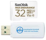 SanDisk MAX Endurance 32GB TF Card MicroSDHC Memory Card for Dash Cams & Home Security System Video Cameras (SDSQQVR-032G-GN6IA) Class 10 Bundle with (1) Everything But Stromboli MicroSD Card Reader