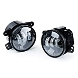 Xprite 4" Inch LED Fog Lights | White CREE Led Chip Fog Lamp Compatible with 2007-2018 Jeep Wrangler Unlimited JK Driving Off Road Fog Light