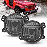 FieryRed LED Fog Lights Compatible with Jeep Wrangler JL 2018 2019 2020, OE Style Driving Fog Light with Cree LED Bulbs