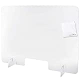 Sneeze Guard Plexiglass Sheet Checkout Counter Clear Acrylic Panel Protective Partition Freestanding Plastic Shield Barrier with Microfiber Cloth for Reception Office School (32" L x 24" W Horizontal)