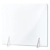 NO Cutout Sneeze Guard Panel for Counter and Desk, Portable Clear Acrylic Shield No Opening, Protective Plexiglass Shield Without Opening for Office, School, and Retail Store