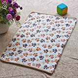 BYyushop Cute Pet Small Medium Large Warm Paw Print Dog Puppy Fleece Soft Blanket Bed Mat - White S