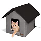 K&H Manufacturing Outdoor Kitty House, 18 x 22 x 17-Inches, Heated - Gray/Black