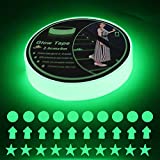 Glow in The Dark Tape,Luminous Tape 30 Feet x 1 Inch, Removable Waterproof Photo Luminescent Green Glow Tape with 10 Glow Stars, Dots and Arrows, Perfect for Home, Office, Luminous Party