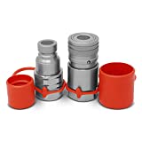 3/4" NPT Skid Steer Flat Face Hydraulic Quick Connect Couplers/Couplings Set w/Dust Caps